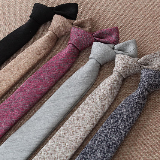 Buy Solid Color Korean Style Narrow Cotton Men’s 6cm Wedding Tie global swanky 1