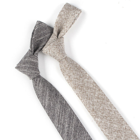 Buy Solid Color Korean Style Narrow Cotton Men’s 6cm Wedding Tie global swanky 3