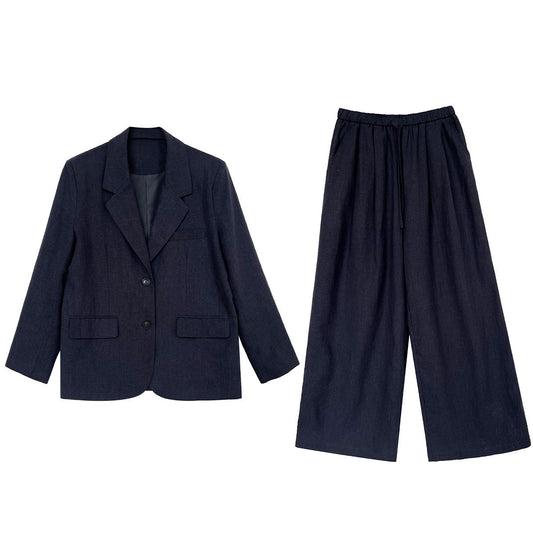 Buy Sophisticated Tencel Linen Blazer and Pants Suit for Women global swanky 2