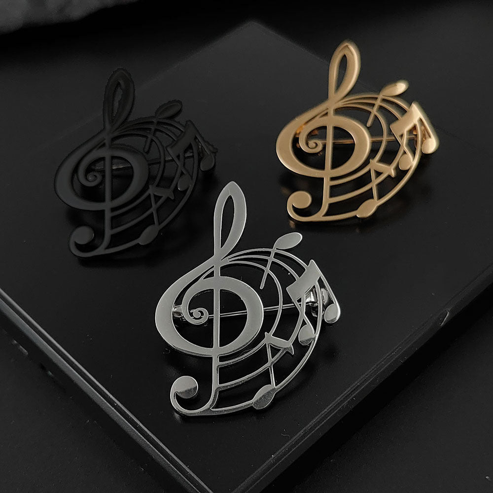 Buy Stainless Steel Note Brooch – Stylish Pin for Suit Shirts globalswanky 01