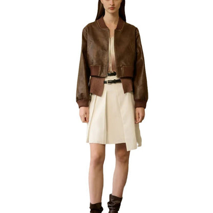 Buy Stylish Zippered Leather Jacket – Retro Biker Inspired Look global swanky 2