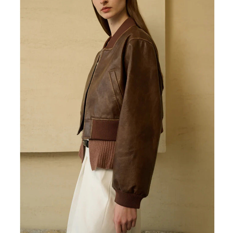 Buy Stylish Zippered Leather Jacket – Retro Biker Inspired Look global swanky 3