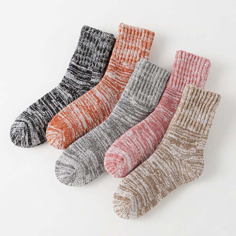 Buy Thick Warm Terry Socks In A Retro Color Palette For Women globalswanky 01
