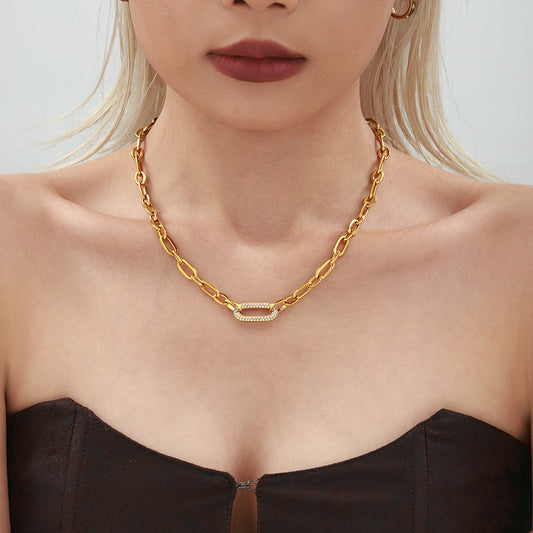 Buy Titanium Steel Zircon Clavicle Necklace & Bracelet Set globalswanky 03