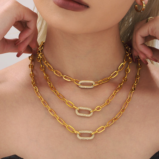 Buy Titanium Steel Zircon Clavicle Necklace & Bracelet Set globalswanky 04