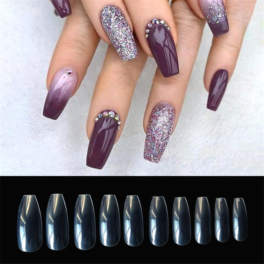 Buy Transparent Natural Fake Nails – 500-Piece Full Nail Set globalswanky 01