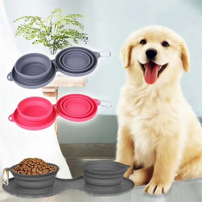 Buy Travel-Friendly Foldable Double Pet Bowl for Dogs & Cats global Swanky 2