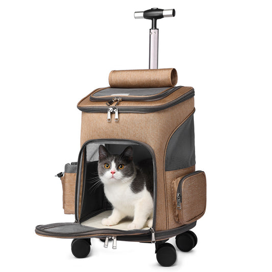 Buy Travel Trolley Pet Backpack With Telescopic Handle and Wheels global swanky 1