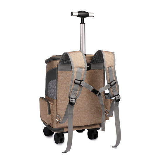 Buy Travel Trolley Pet Backpack With Telescopic Handle and Wheels global swanky 2