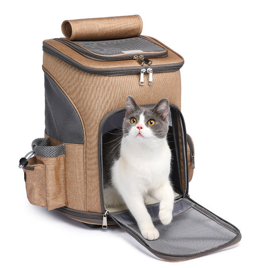 Buy Travel Trolley Pet Backpack With Telescopic Handle and Wheels global swanky 3