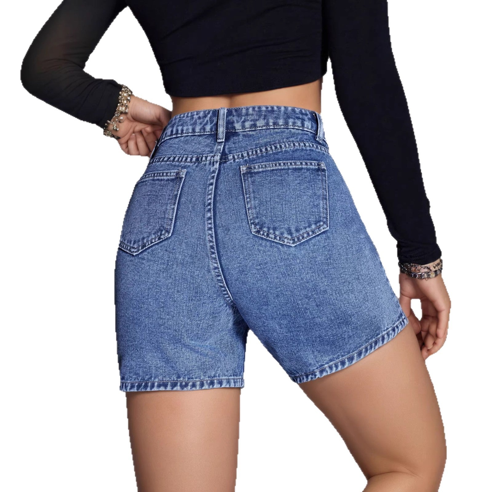 Buy Trendy Distressed Vintage Non-Stretch Denim Shorts for Women global swanky 3