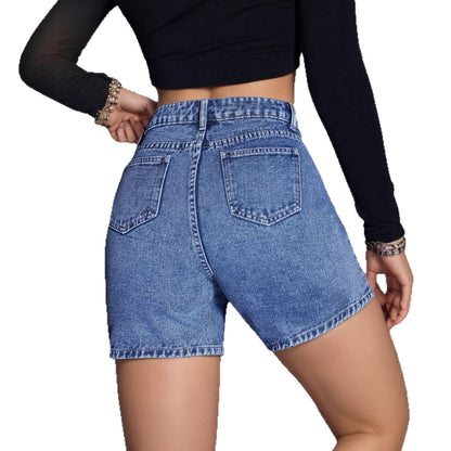 Buy Trendy Distressed Vintage Non-Stretch Denim Shorts for Women global swanky 3