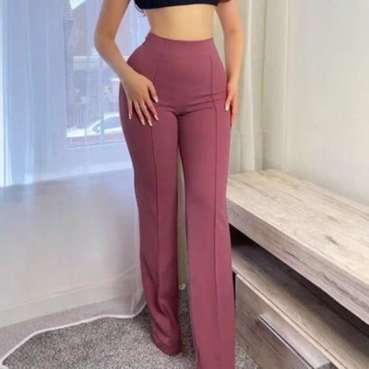 Buy Trendy Slim Fit Flared High Waist Wide Leg Women’s Pants global swanky 1