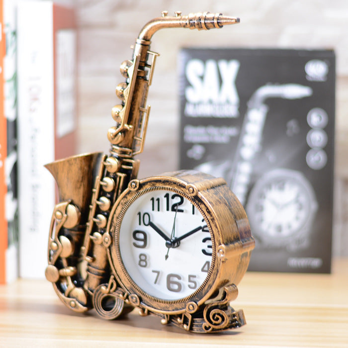 Buy Vintage Saxophone Alarm Clock with Retro Musical Design global swanky 2