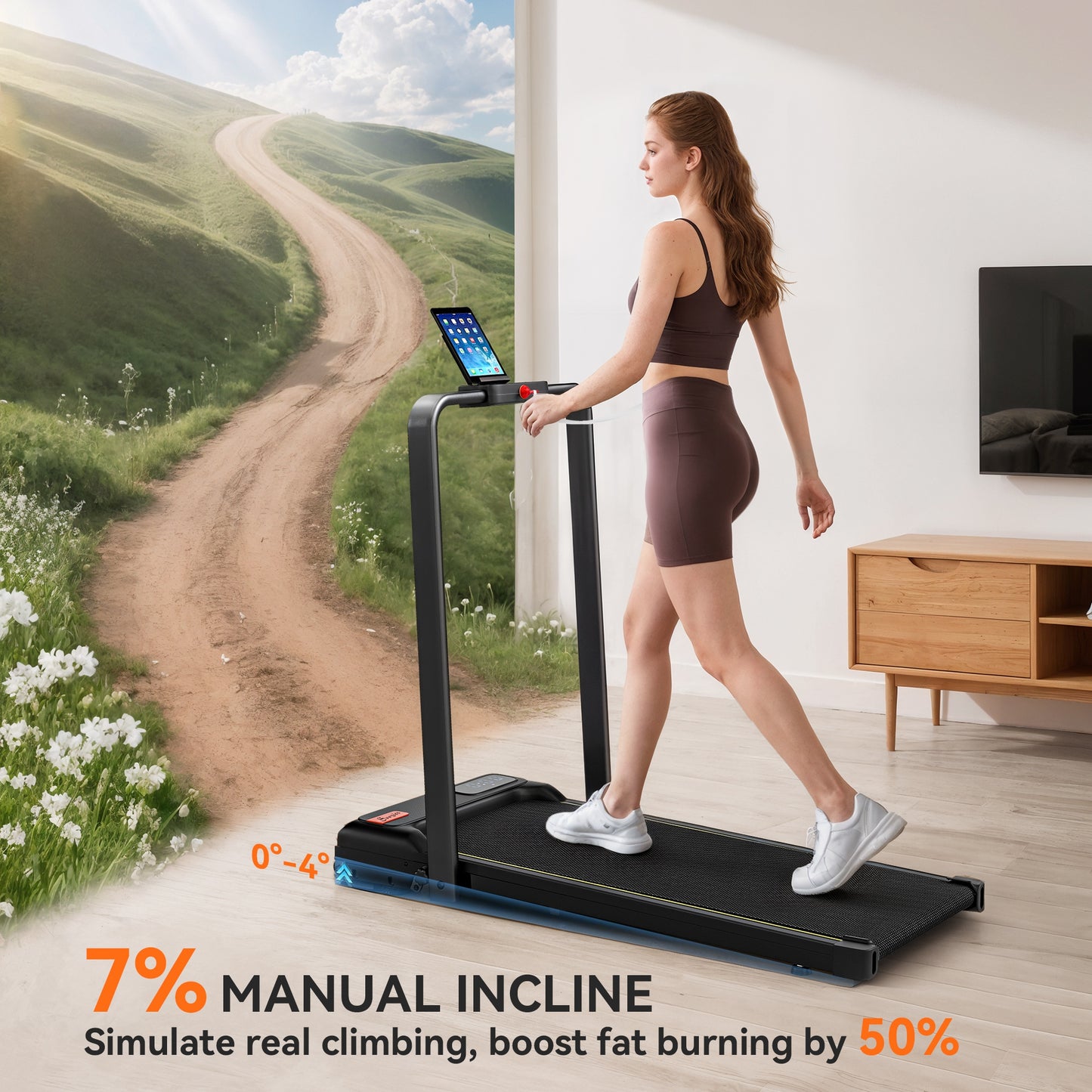Buy Walking Pad Treadmill with Incline LED Remote Control Home global swanky 3