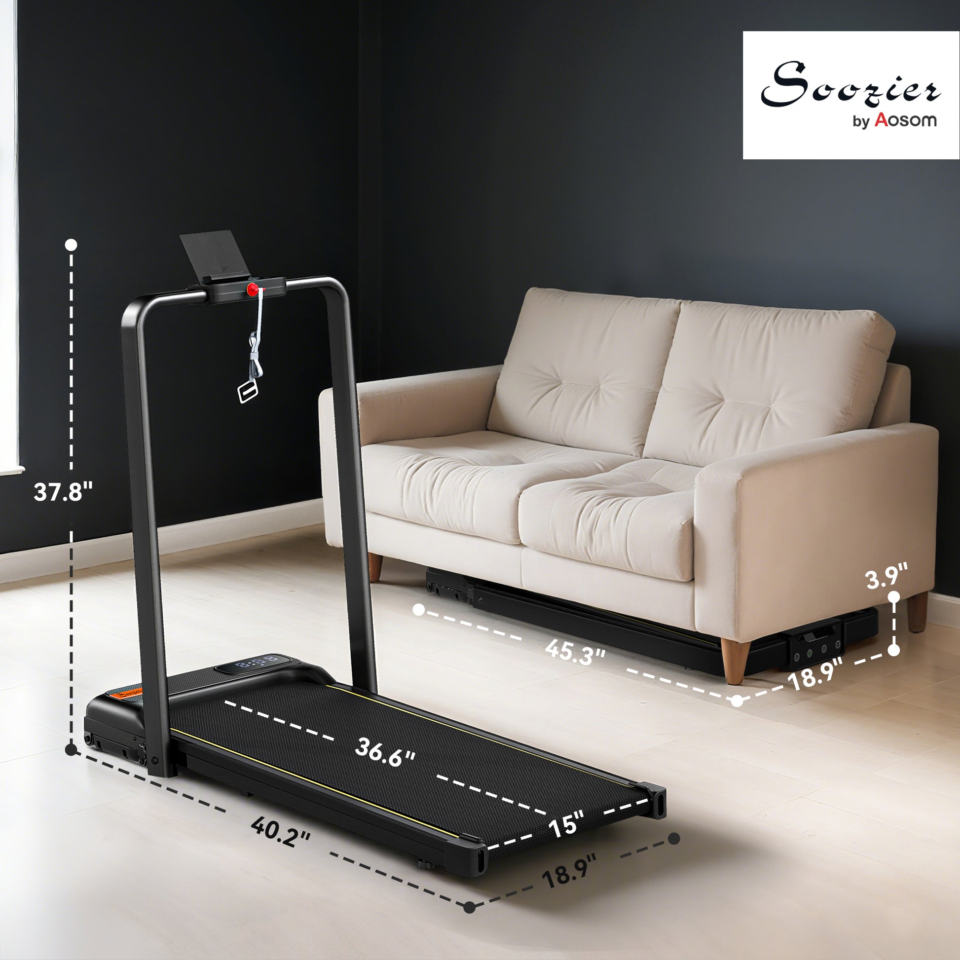 Buy Walking Pad Treadmill with Incline Remote LED Display global swanky 3