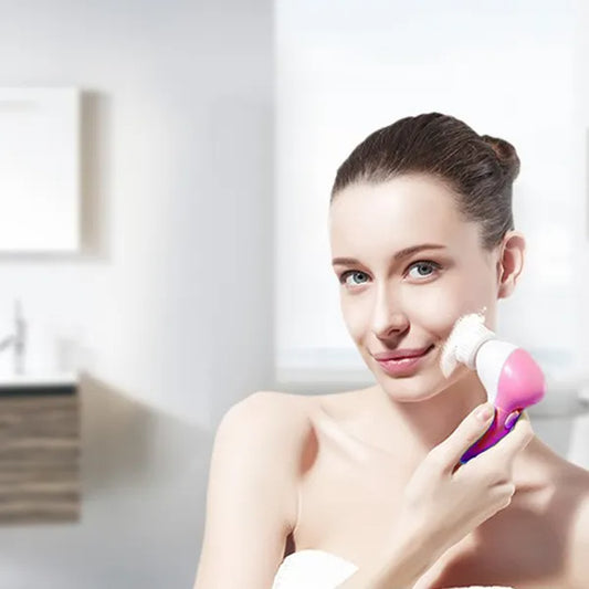 Buy Waterproof Facial Cleansing Brush with 5 Heads for Women global swanky 1