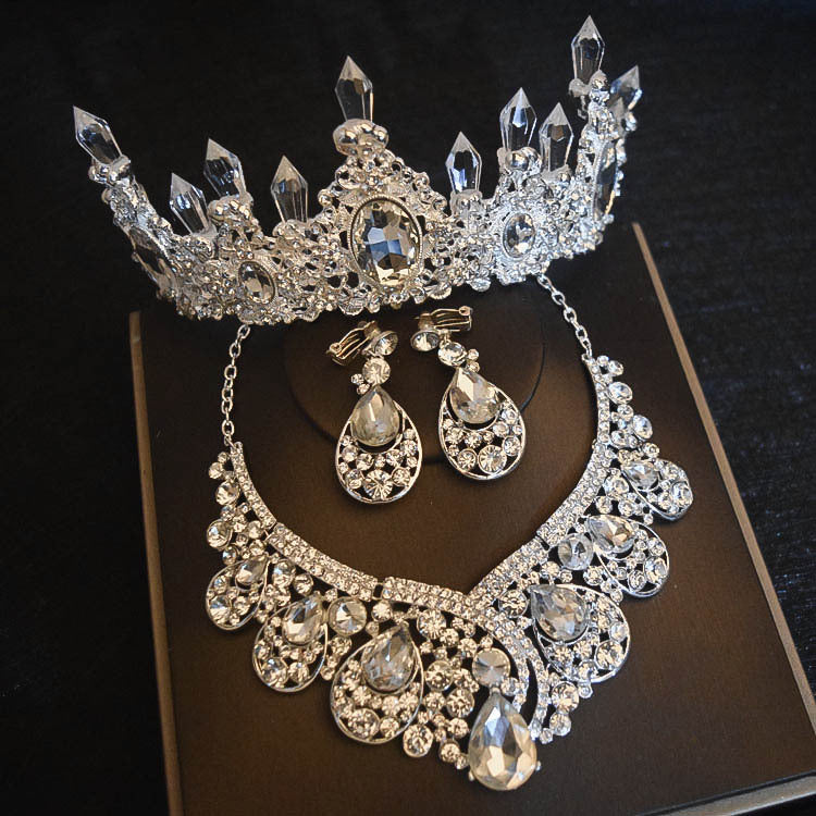 Buy Wedding Accessories Bridal Headdress Crown Necklace Earrings global swanky 1