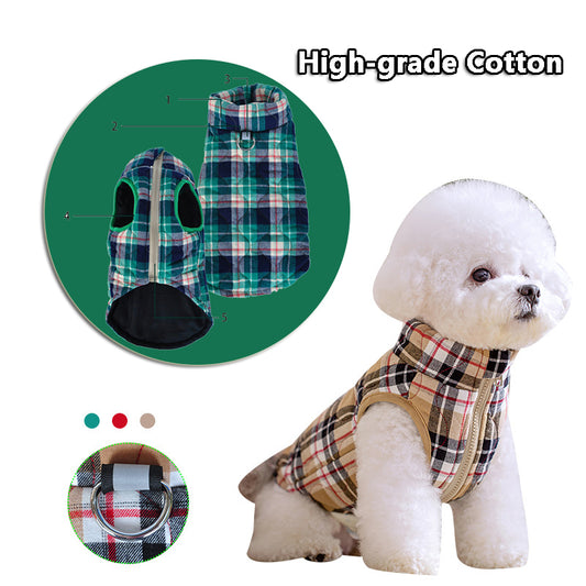 Buy Winter Dog Clothes | Heavy Cotton Plaid Zipper Jacket global swanky 1