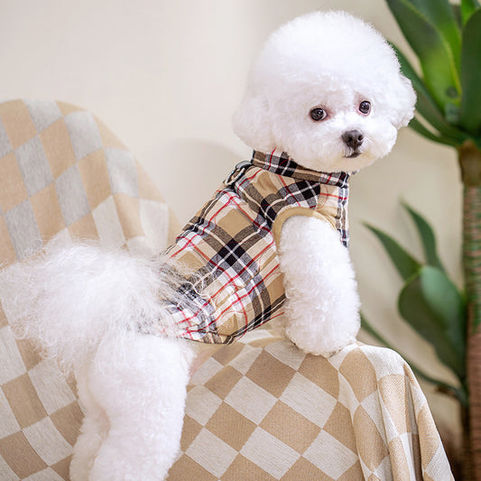 Buy Winter Dog Clothes | Heavy Cotton Plaid Zipper Jacket global swanky 2