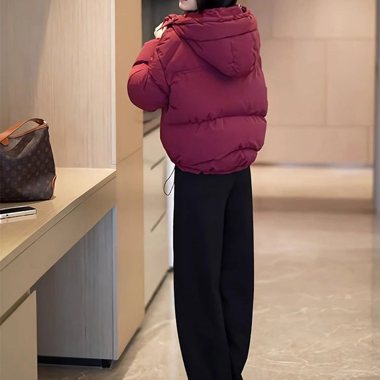 Buy Winter Korean-Style Cropped Hooded Cotton Jacket for Women global swanky 3