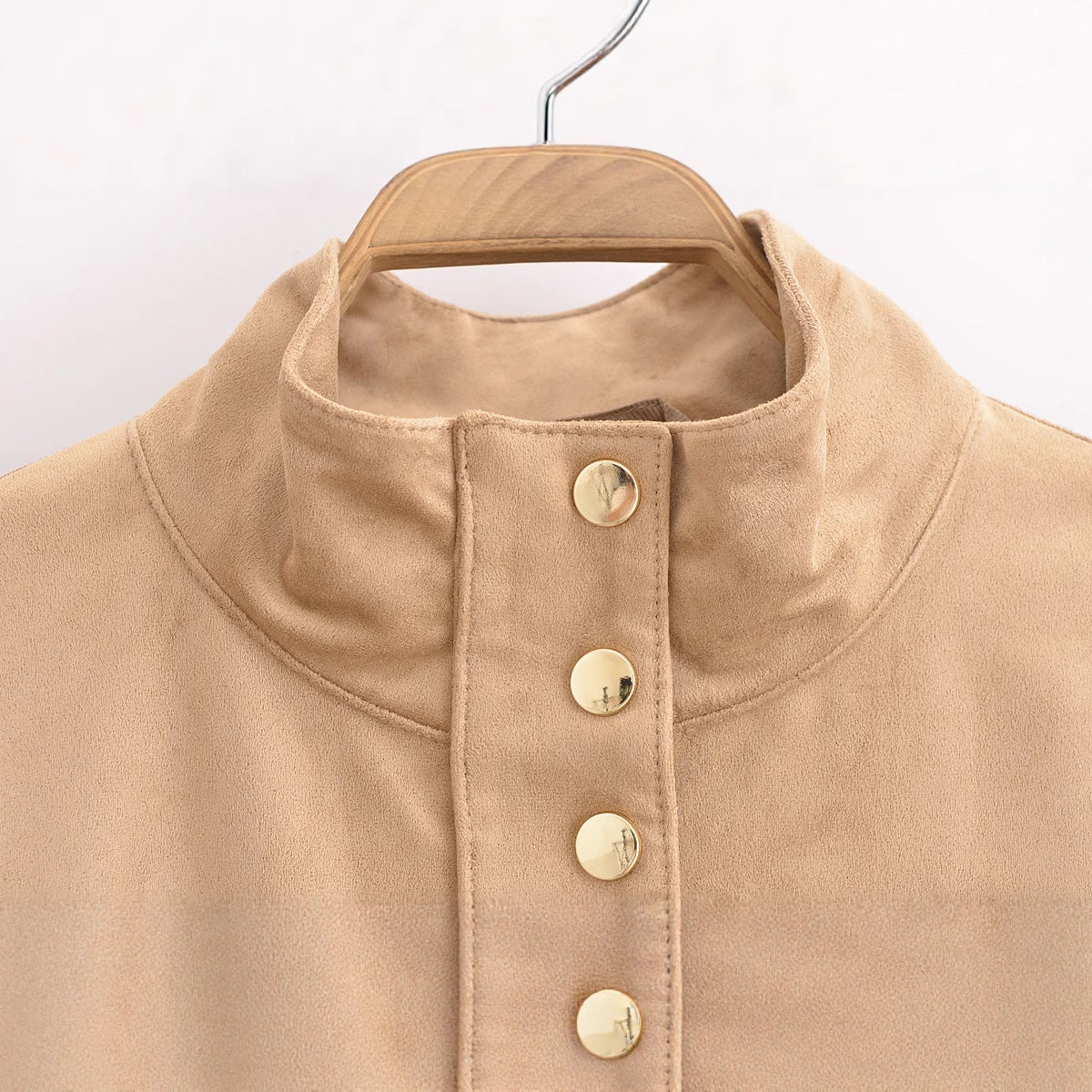 Buy Women’s Casual Stand-Collar Suede-Fleece Long-Sleeve Jacket global swanky 2