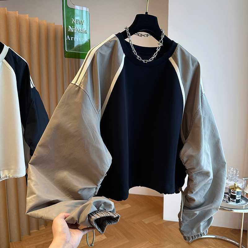 Buy Women’s Color-Block Raglan-Sleeve Sweatshirt Relaxed Fit Design global swanky 1