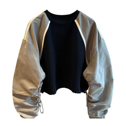 Buy Women’s Color-Block Raglan-Sleeve Sweatshirt Relaxed Fit Design global swanky 2