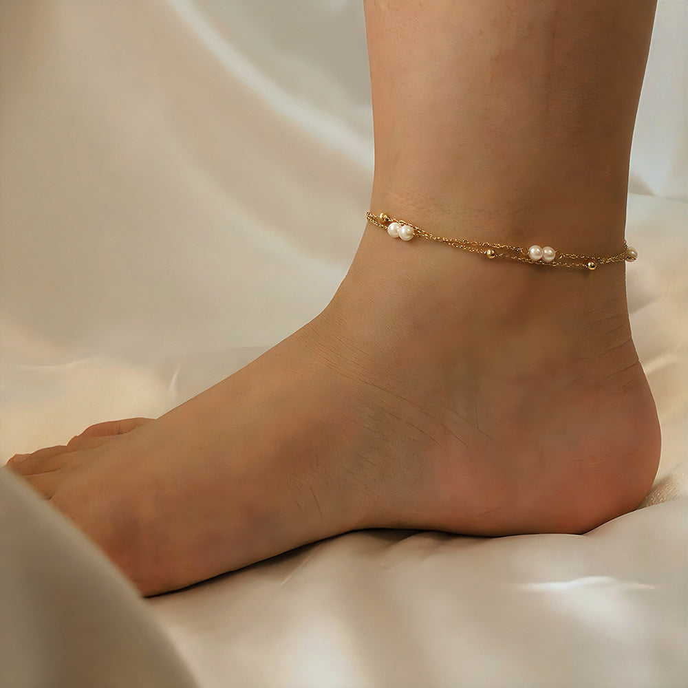 Buy Women’s Double-Layer Creative Beaded Anklet for Style globalswanky 01 