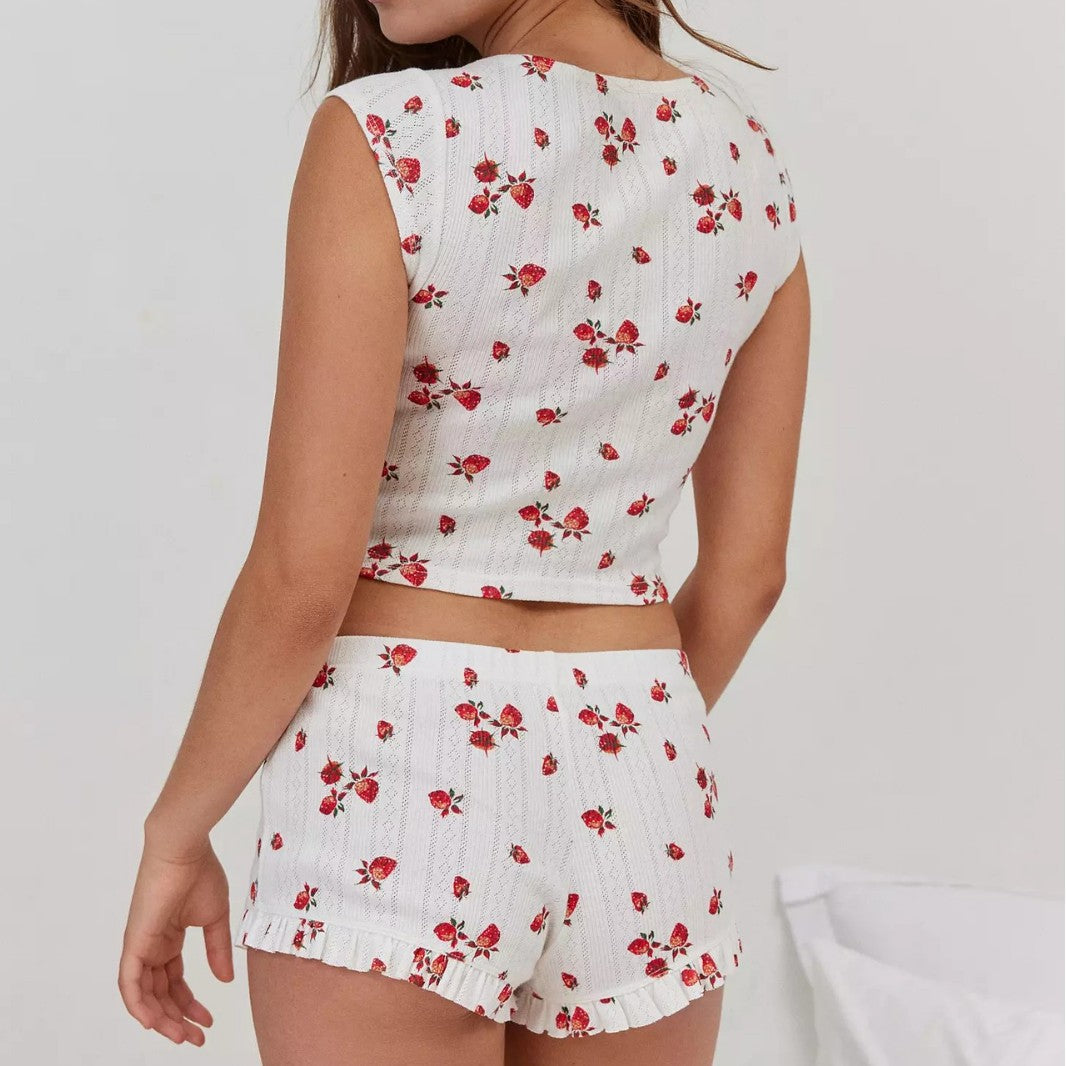 Buy Women’s Knitted Jacquard Strawberry Print Set for Cozy Wear global swanky 2