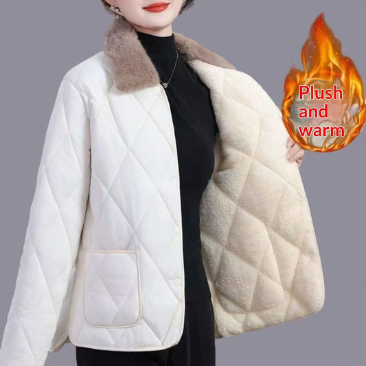 Buy Women’s Mid-Length Cotton Coat With Fur Collar for Winter global swanky 2