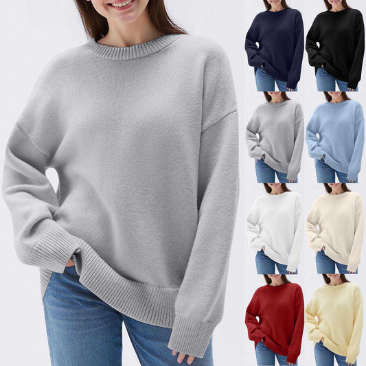 Buy Women’s Round Neck Long-Sleeved Sweatshirt Casual & Loose Fit global swanky 1