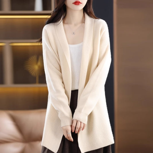 Buy Women’s Stylish Loose-Fitting Mid-Length Knit Cardigan Online global swanky 1