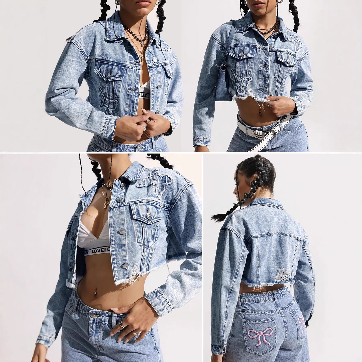 Buy Womens Retro Slim-Fit Denim Jacket for Classic Street Style global swanky 3