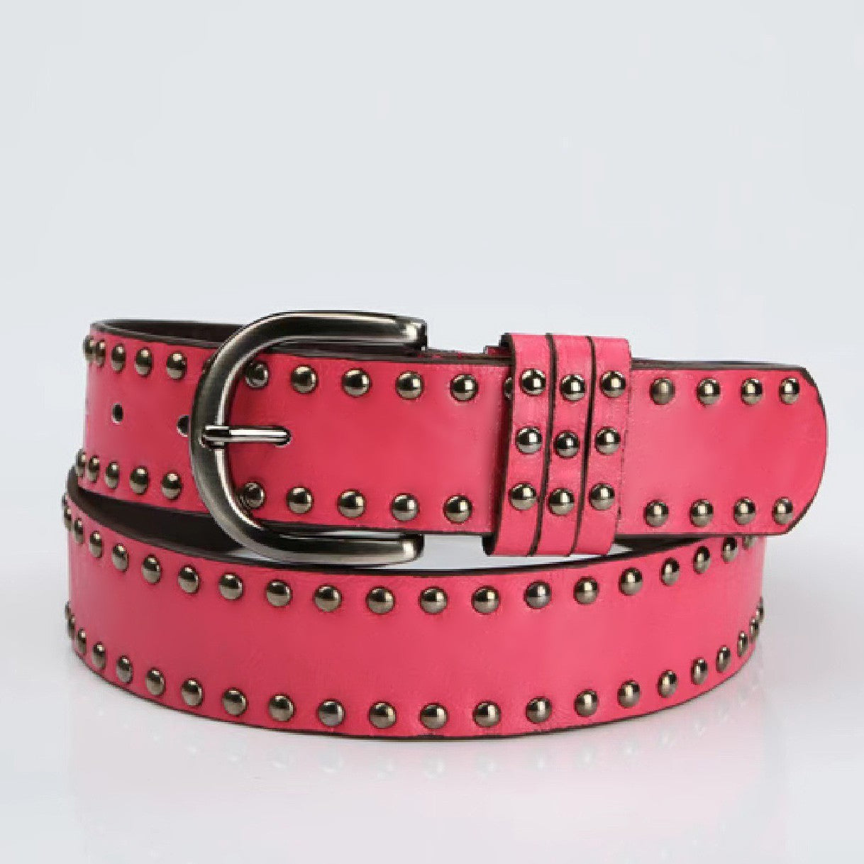 Buy Womens Soft-leather Belt With Stylish Pin Buckle and Rivets global swanky 2