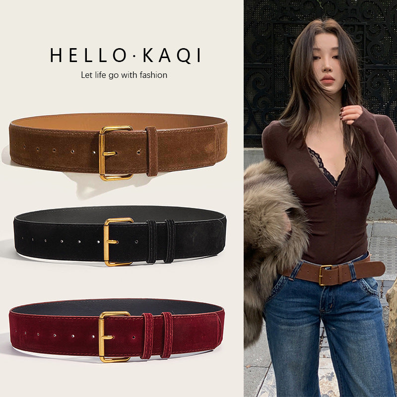 Buy Womens Wide Suede Belt High-End Minimalist Fashion Style global swanky 3