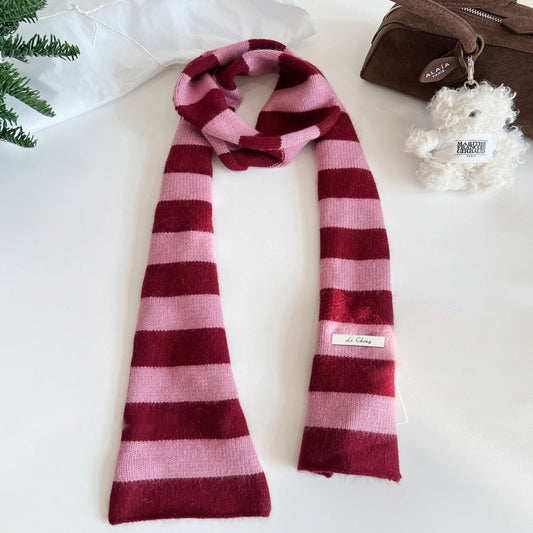 Buy Wool Knitted Narrow Striped All-Match Neck Warmer for Winter global swanky 1