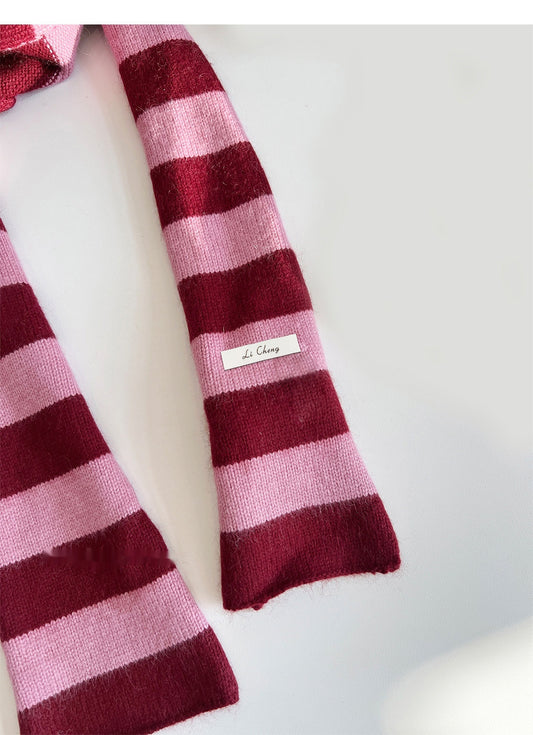 Buy Wool Knitted Narrow Striped All-Match Neck Warmer for Winter global swanky 3