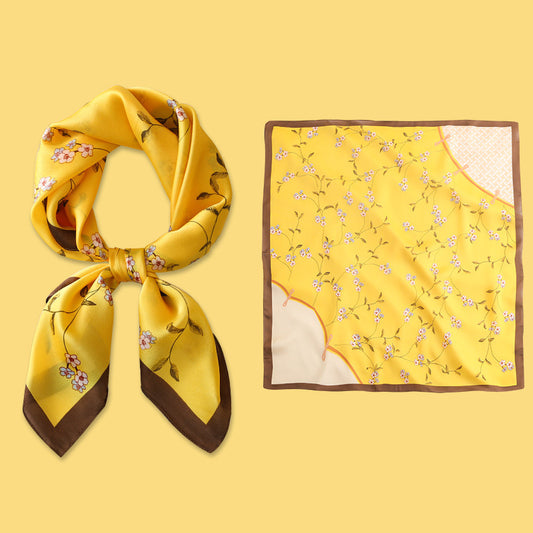 Buy Yellow Small Square Silk Scarf For Women Fashion Accessory global swanky 2
