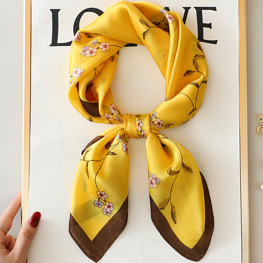 Buy Yellow Small Square Silk Scarf For Women Fashion Accessory global swanky 3
