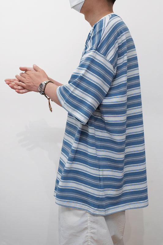 Candy-colored Pinstripe T-shirt – Loose-fitting Short-sleeve global swanky 2