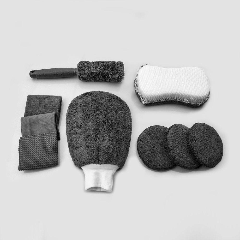 Car Cleaning Cloth 9-Piece Set with Wheel Hub Brush & Sponge Global swanky 1