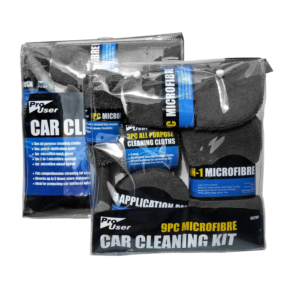 Car Cleaning Cloth 9-Piece Set with Wheel Hub Brush & Sponge Global swanky 2