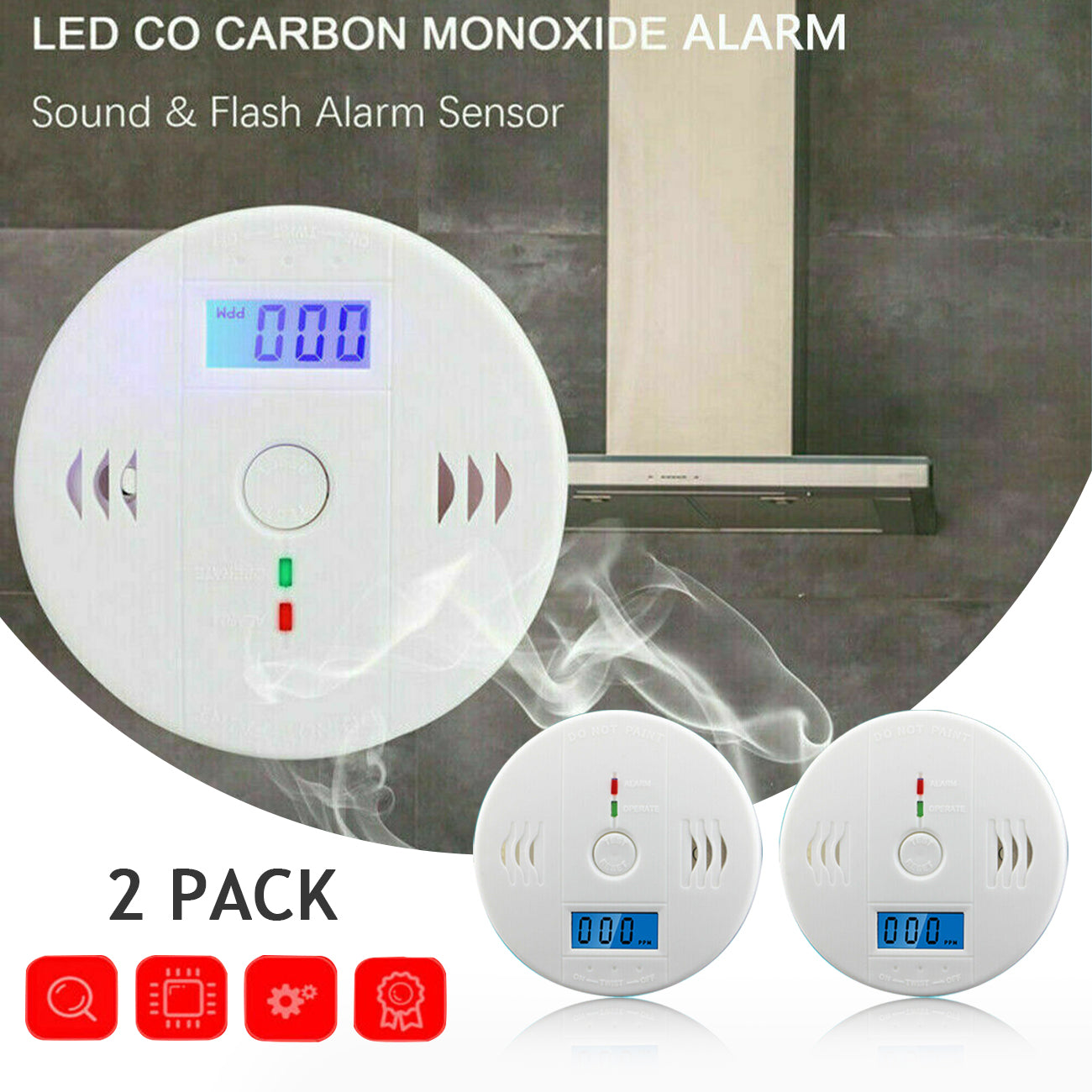 Carbon Monoxide Alarm Detector for Home Safety & CO Monitoring Global swanky 3