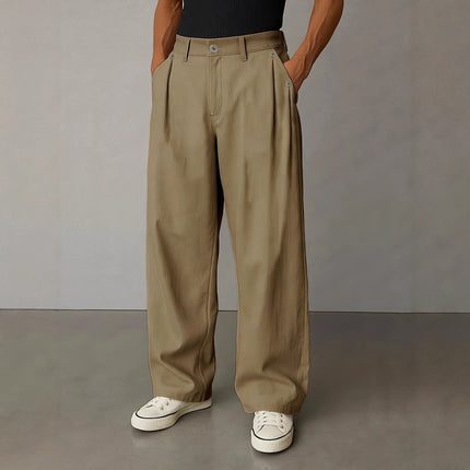 Casual Straight-Leg Pants for Men in Stylish Solid Colors globalswanky 01