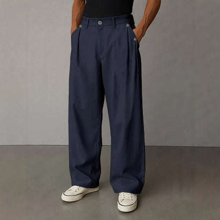Casual Straight-Leg Pants for Men in Stylish Solid Colors globalswanky 03