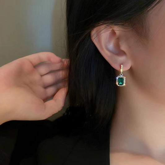 Chinese Retro Diamond Emerald Earrings for Women Style Fit globalswanky 01