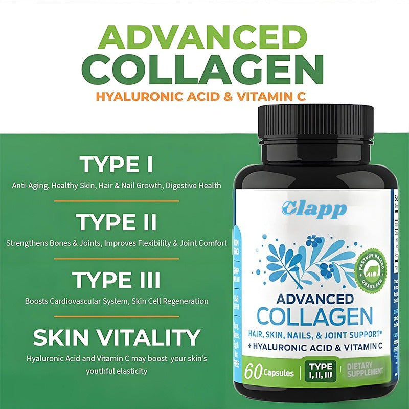 Collagen Supplement Capsules with Hyaluronic Acid and Vitamin C Global Swanky 1