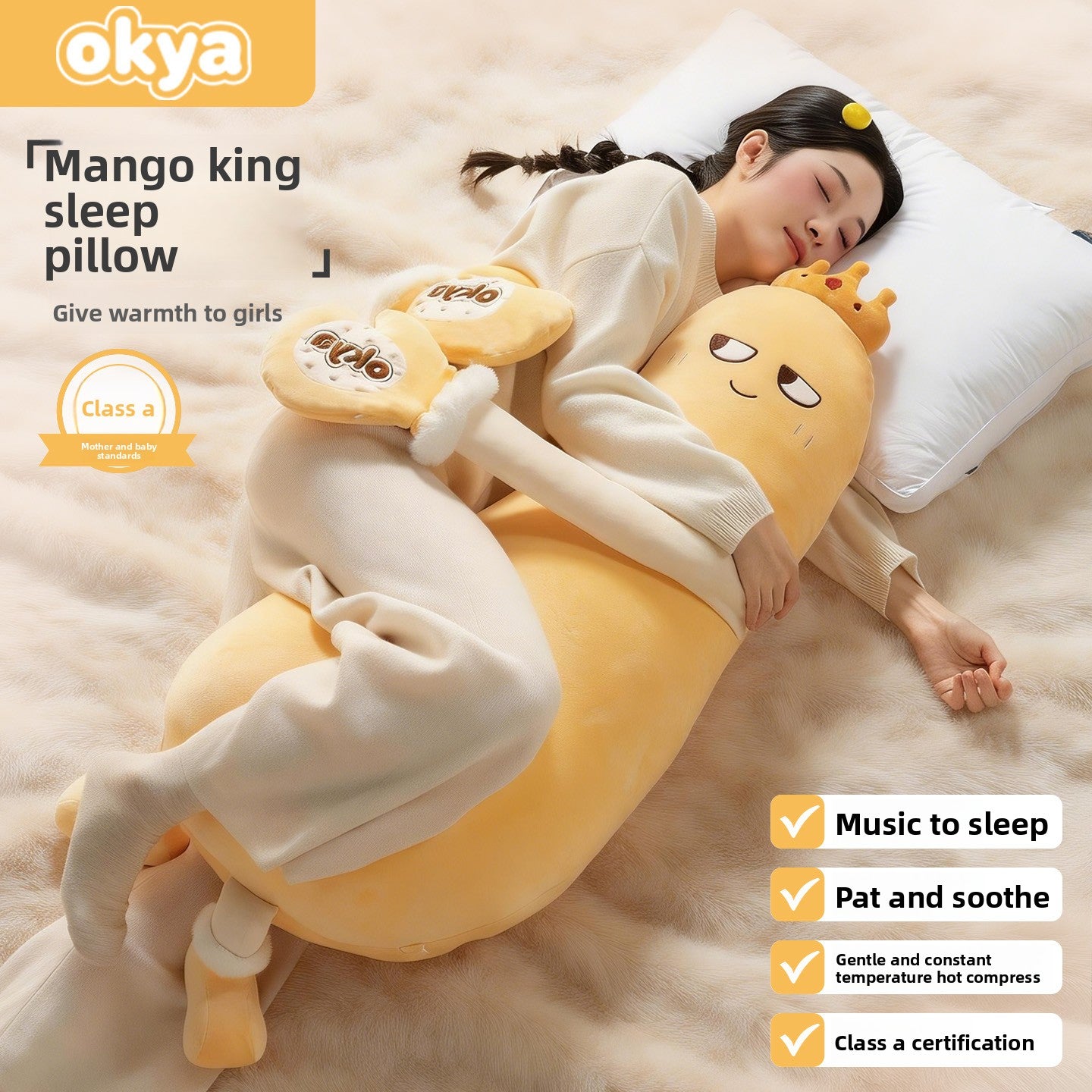 Comfort Plush Sleep Aid Pillow With Patting Function For Home globalswanky 01