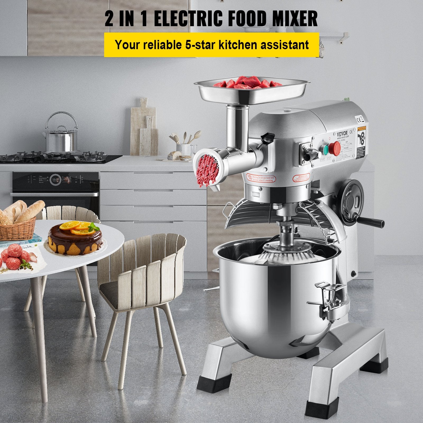 Commercial Stand Mixer 20Qt 1100W Stainless Steel Bowl 2-in1 globalswanky 02
